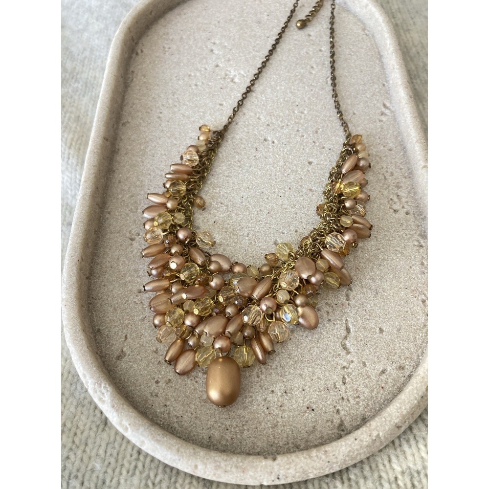 Premier Designs Champagne Cluster Bead Bib Necklace In Bronze Tone Romantic